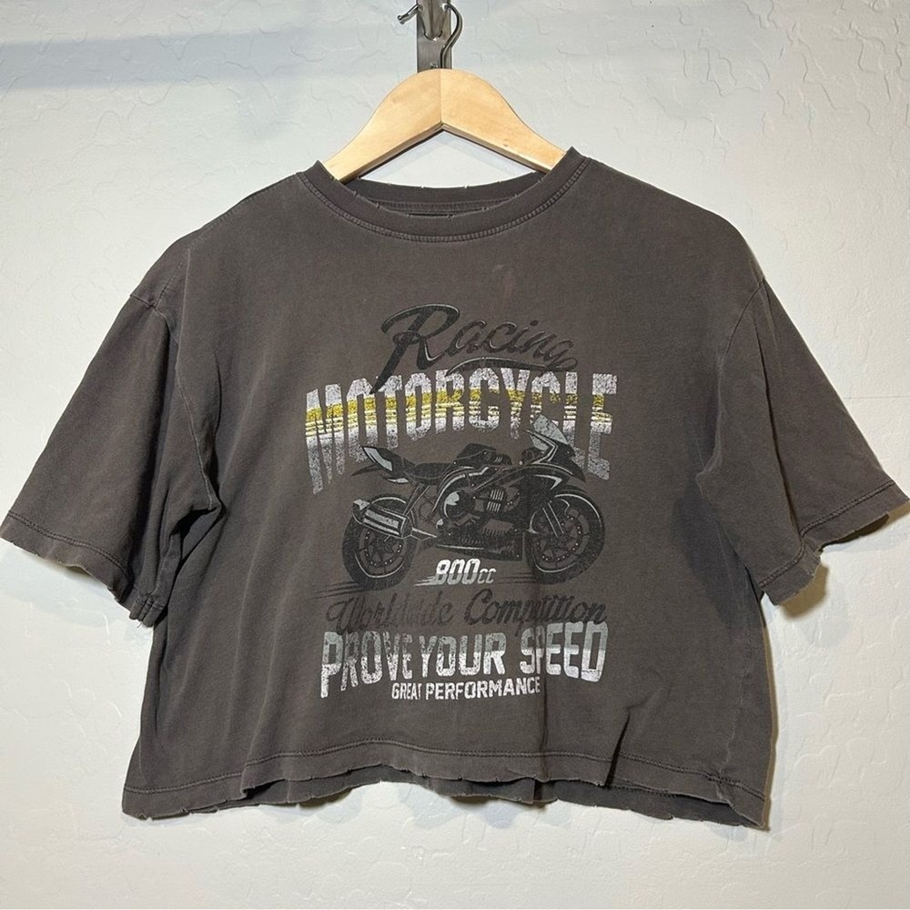 Modish Rebel Crop Motorcycle Racing Shirt Medium Vintage Vibe